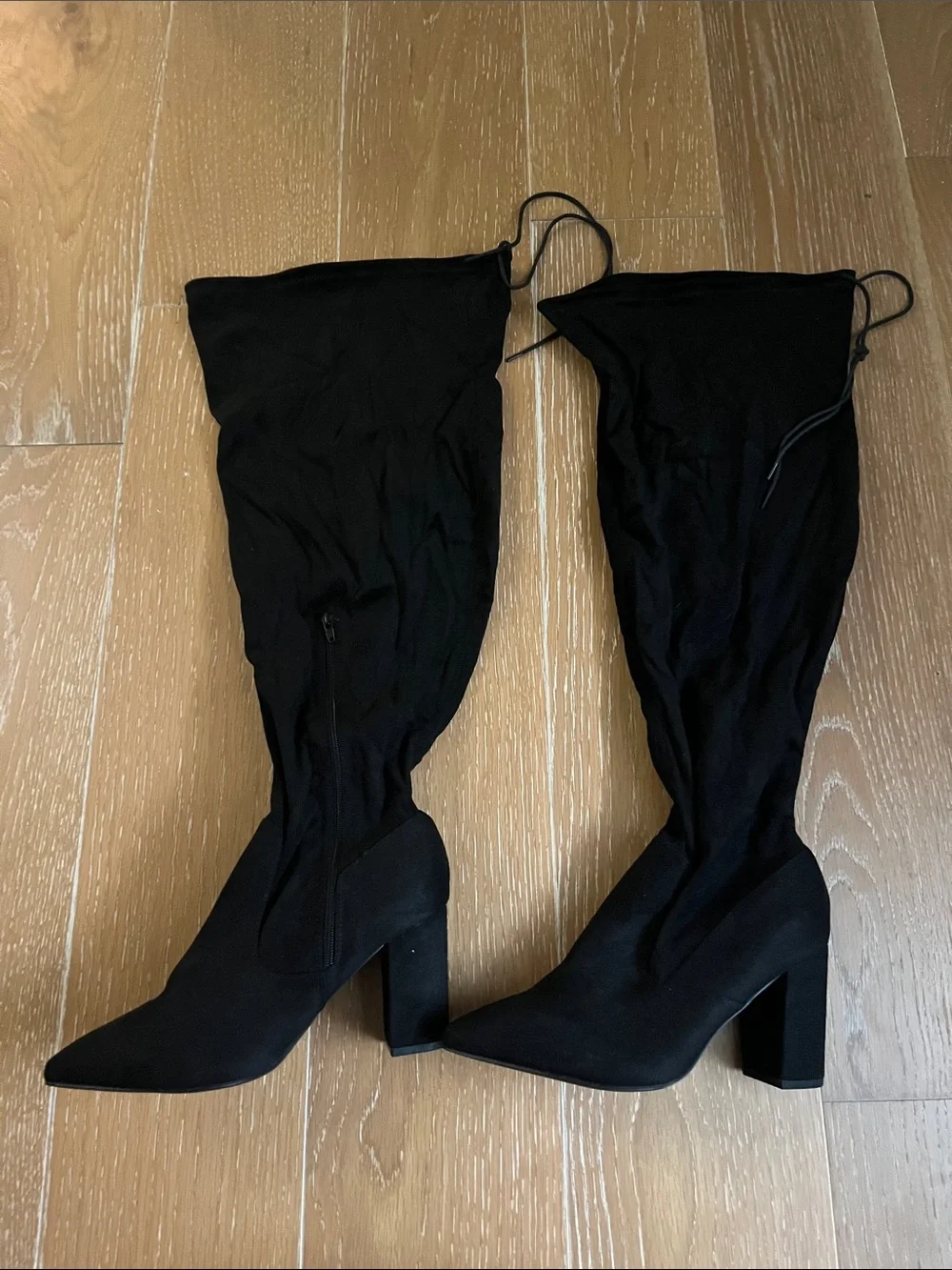 JustFab Black Over-the-Knee Block Heel Boots